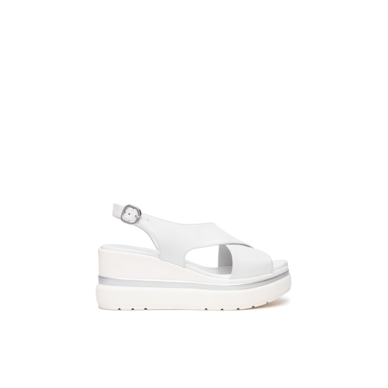 Nero Giardini sandali donna in pelle bianco con zeppa E513515D707