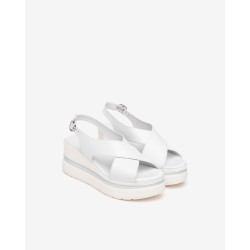 Nero Giardini sandali donna in pelle bianco con zeppa E513515D707