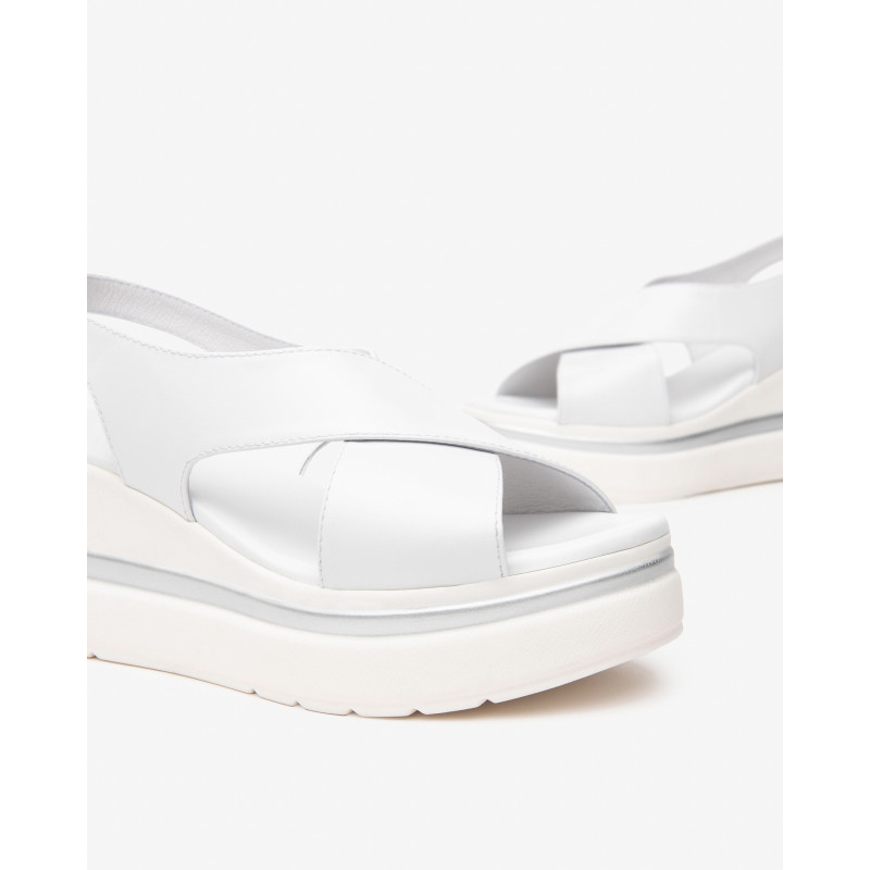 Nero Giardini sandali donna in pelle bianco con zeppa E513515D707