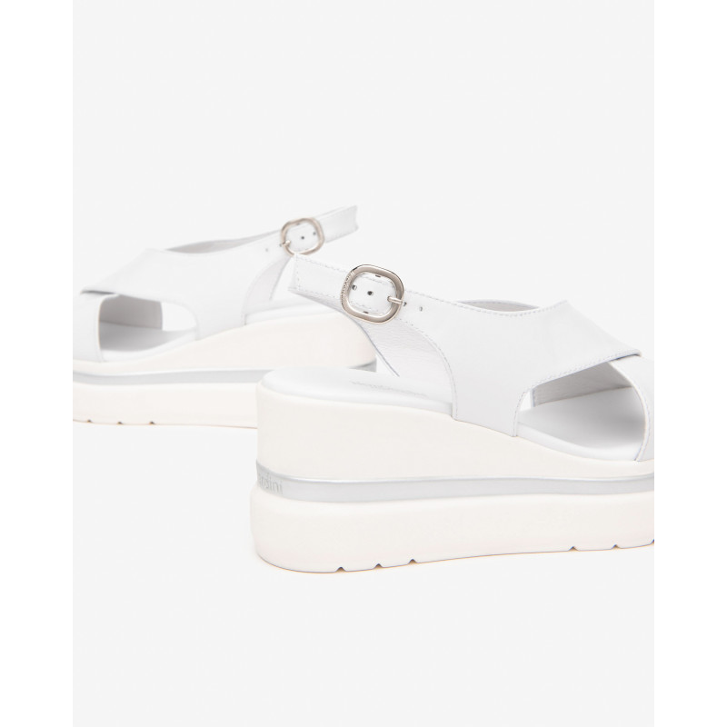 Nero Giardini sandali donna in pelle bianco con zeppa E513515D707