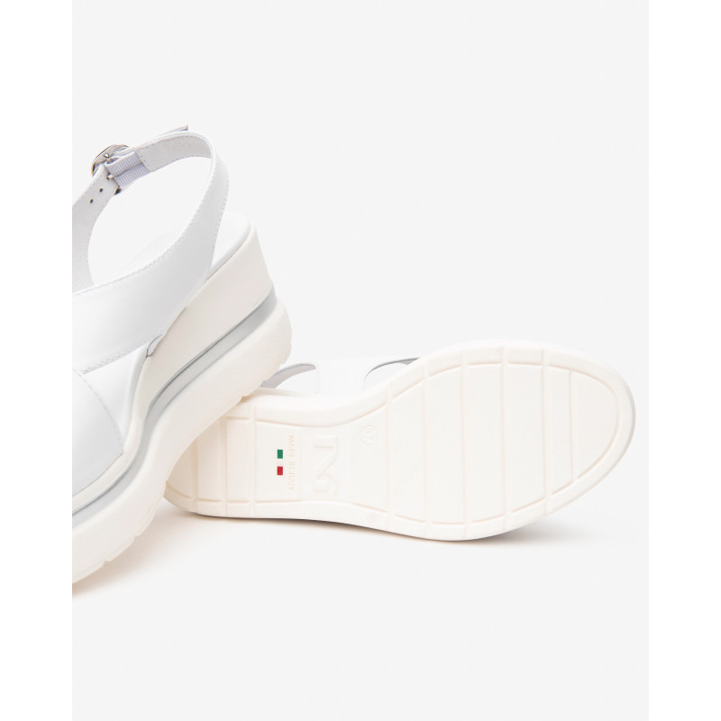 Nero Giardini sandali donna in pelle bianco con zeppa E513515D707