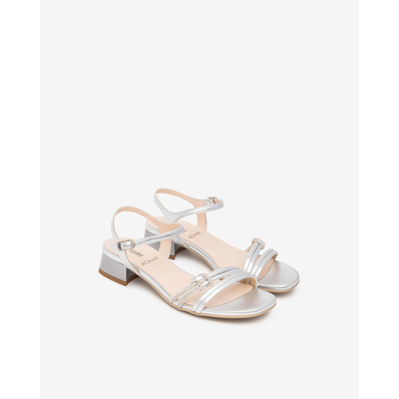 Nero Giardini sandali donna in pelle argento con nodo E615731D700