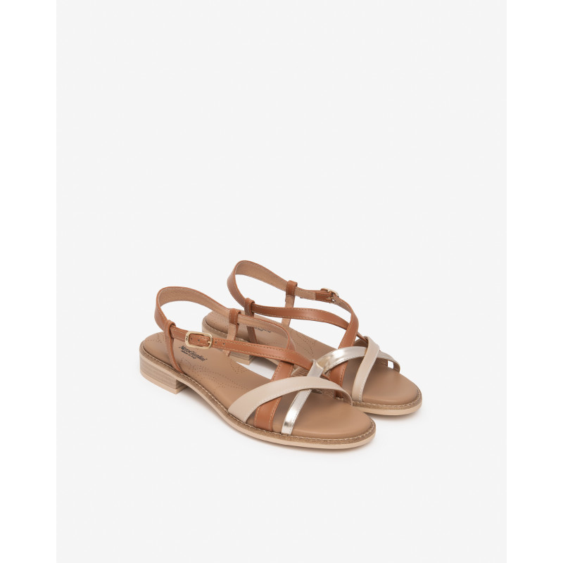 Nero Giardini sandali donna in pelle e tessuto tecnico col. lino E615890D453