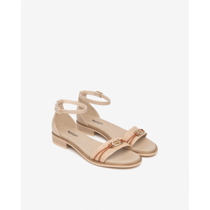 Nero Giardini sandali donna in pelle e canvas col. lino beige E615897D420