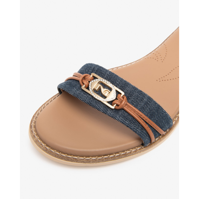 Nero Giardini sandali donna in pelle e tessuto jeans cognac E615898D214