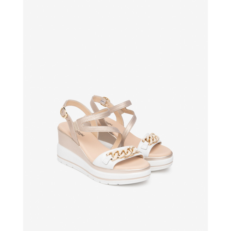 Nero Giardini sandali donna in pelle bianco sand E615962D707