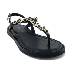 Emanuelle Vee infradito donna Soraya in pelle black con strass 204 15