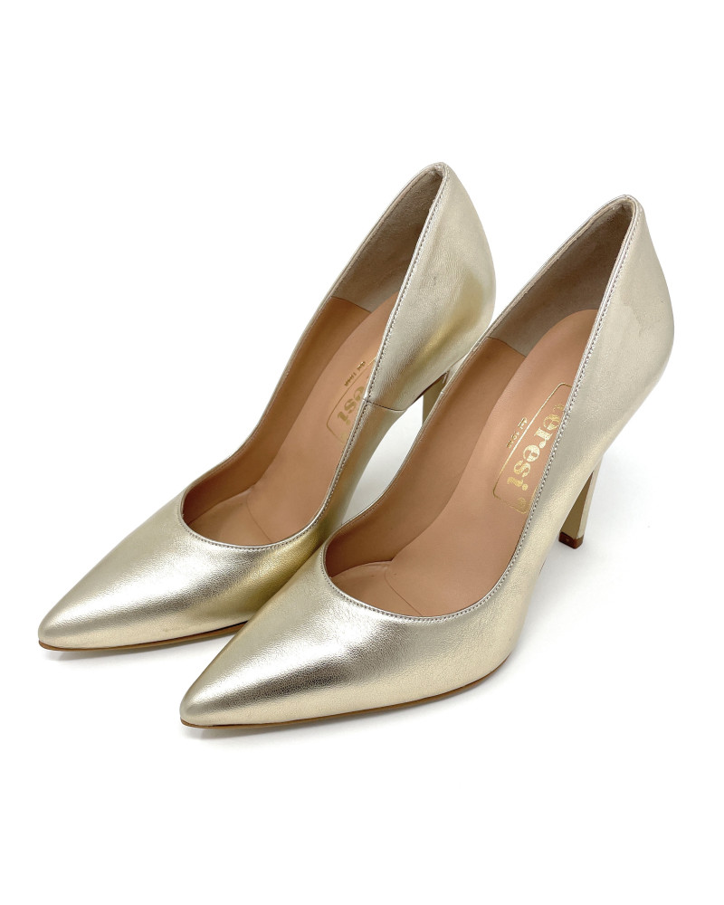 Teresi décolté satin platino tacco 100