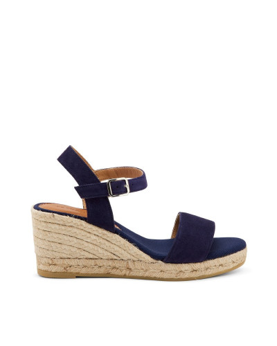 FRAU sandalo blu con zeppa in rafia 63D7