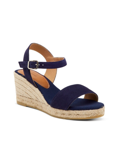 FRAU sandalo blu con zeppa in rafia 63D7