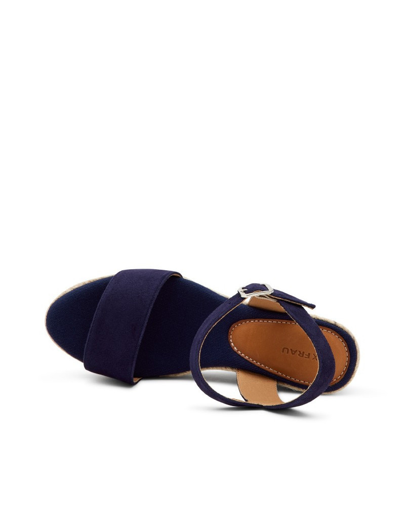 FRAU sandalo blu con zeppa in rafia 63D7