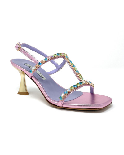Albano sandalo rosa con strass multicolor 3323
