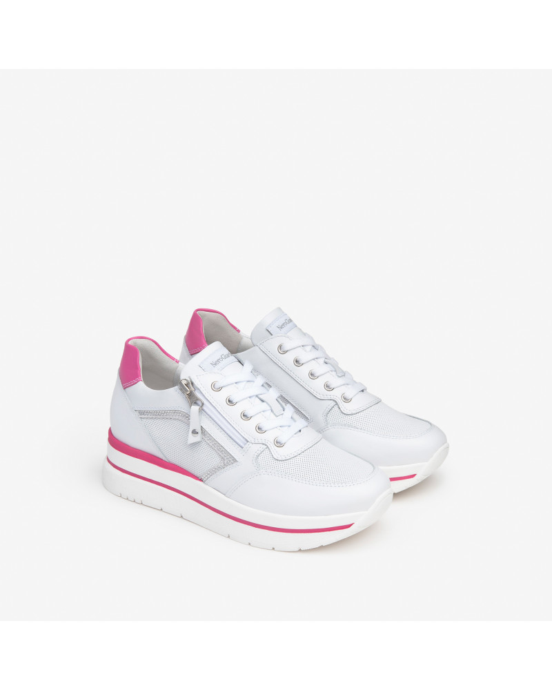 Nero Giardini sneakers bianca zip e strass E409830D707