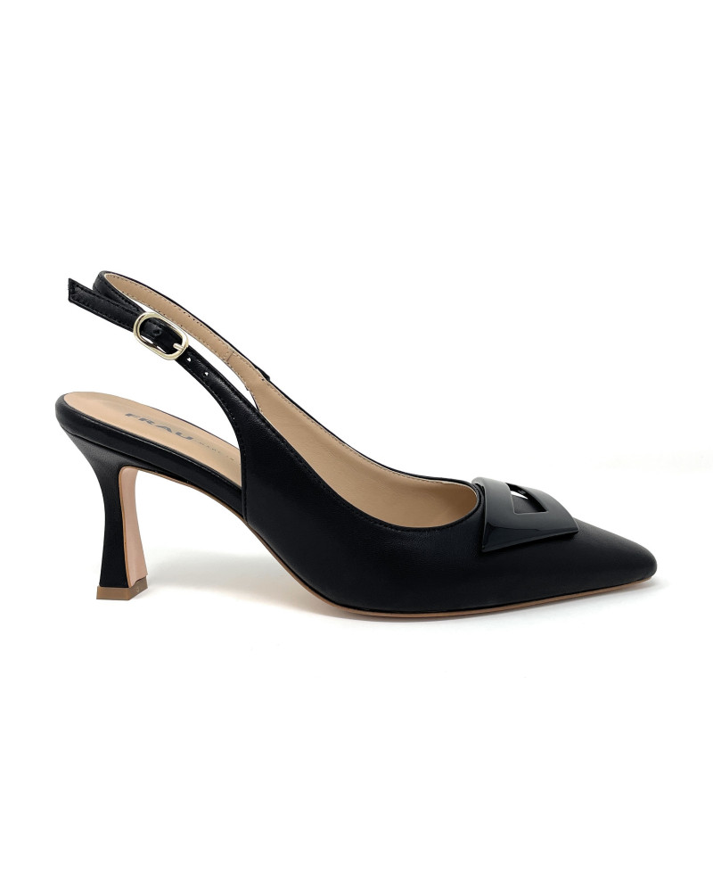 FRAU sling back in pelle nero 82M2