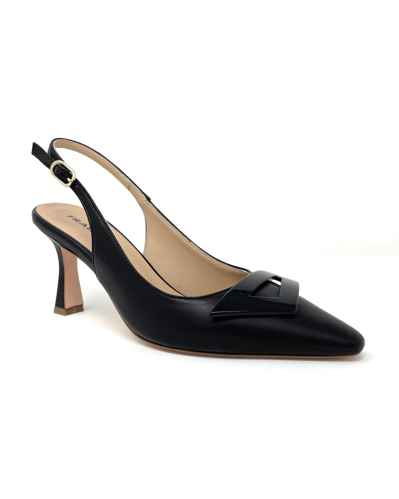 FRAU sling back in pelle nero 82M2