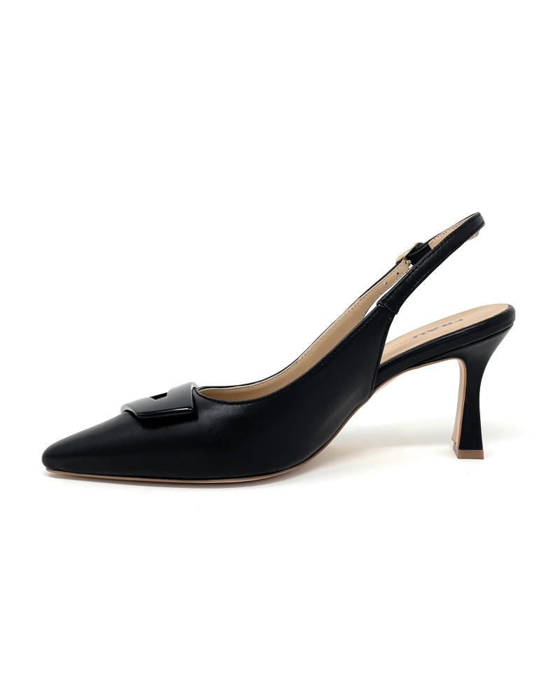 FRAU sling back in pelle nero 82M2