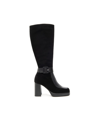 Nero Giardini stivali donna in camoscio e pelle nero I410913D100