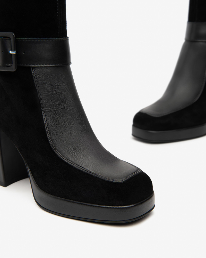 Nero Giardini stivali donna in camoscio e pelle nero I410913D100