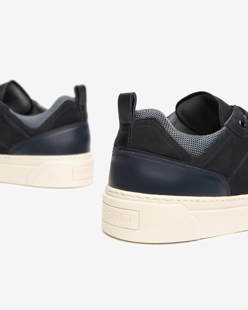 Nero Giardini sneakers uomo in camoscio e tessuto blu I400452U200