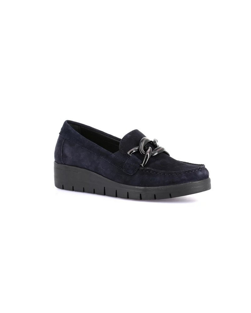 Grunland mocassino donna Tafa in camoscio con catena Navy SC4362