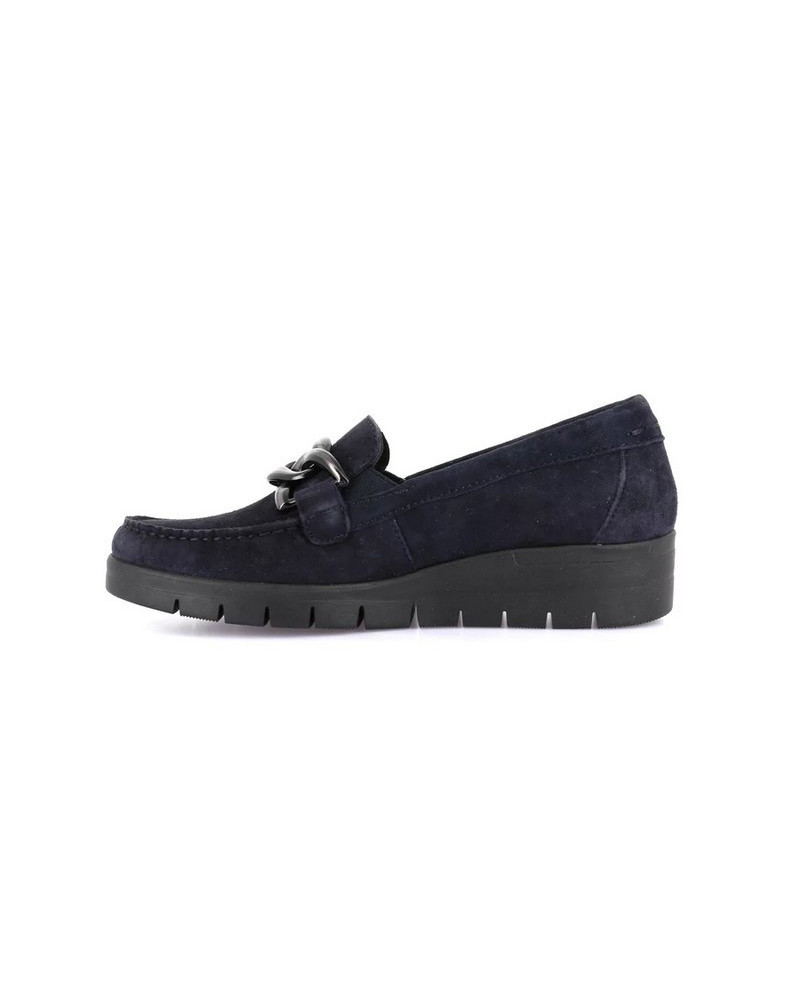 Grunland mocassino donna Tafa in camoscio con catena Navy SC4362