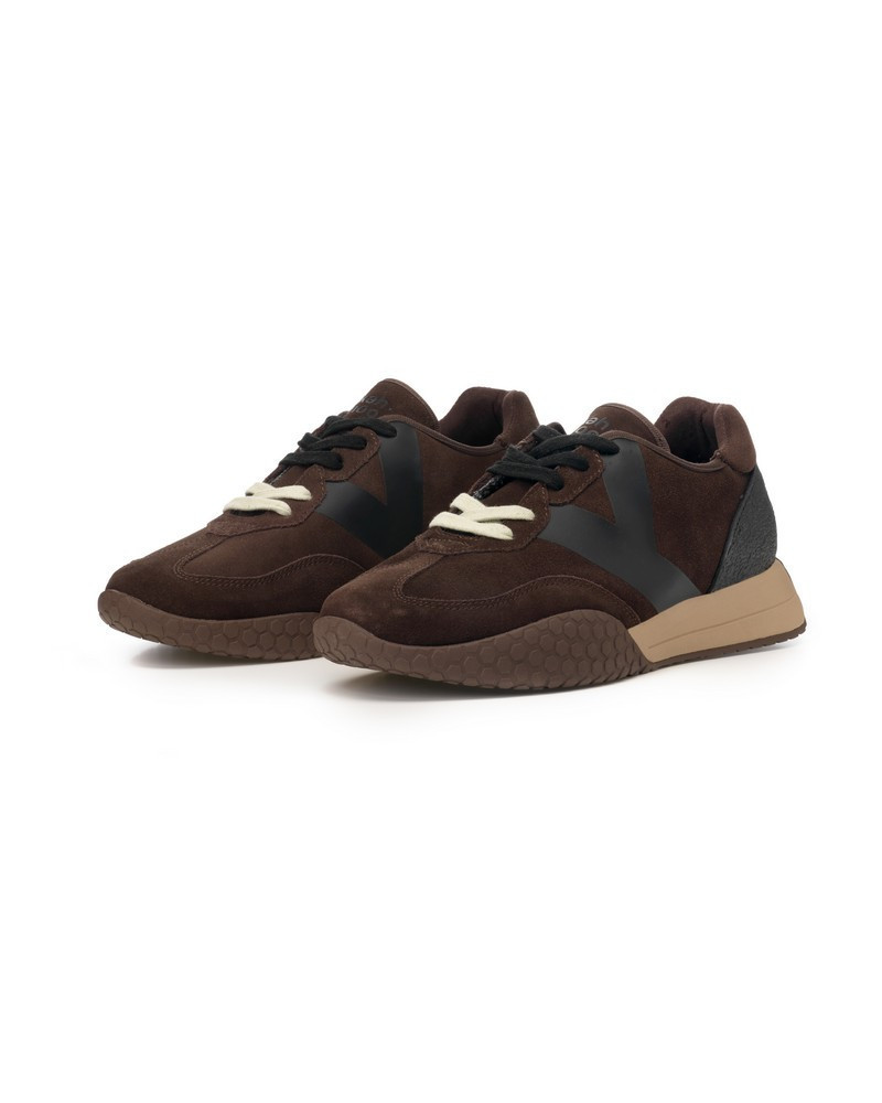 Kehnoo sneakers uomo vintage in camoscio coffee KM9728