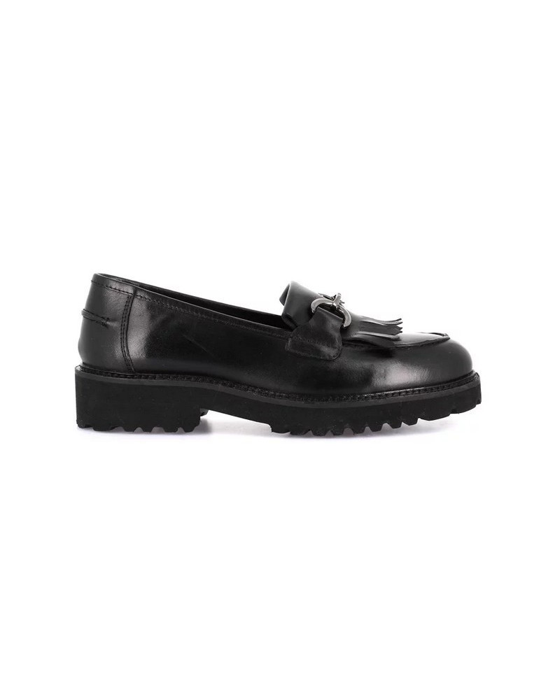 Grunland mocassino donna Aure in pelle nero con nappine SC4225