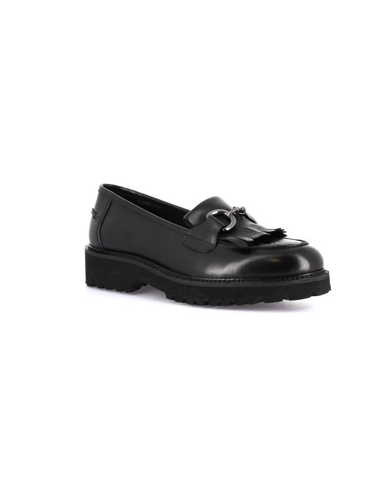 Grunland mocassino donna Aure in pelle nero con nappine SC4225