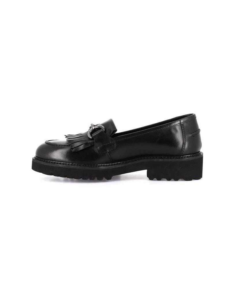 Grunland mocassino donna Aure in pelle nero con nappine SC4225